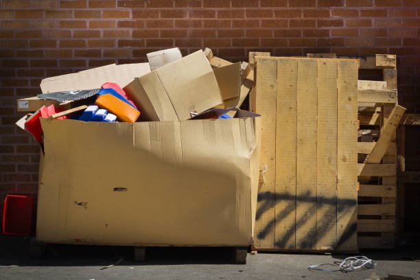 Close-up of packaging boxes in centre of image
