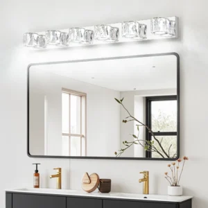 Modern LED Crystal Vanity Light Wall Sconce – Luxury Bathroom Mirror Light Fixture, Chrome Finish, Bright & Elegant Design