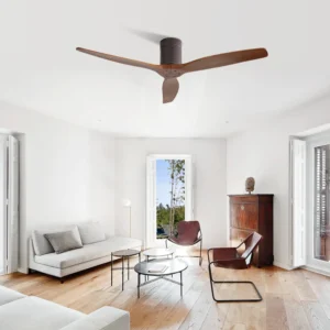 Modern 52-inch Ceiling Fan without LED Reversible DC Motor 6-speed High wind 3 Wood Blade and Remote control