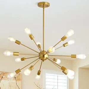 Sputnik Chandeliers, Adjustable 15-Light Modern Chandelier, Anti-Rust Gold Light Fixture, Mid Century Chandelier Shades