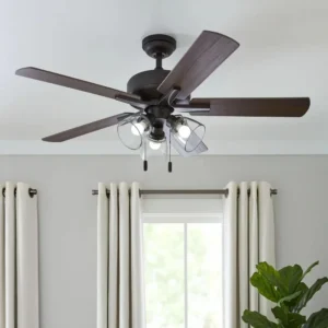 52" Bronze Ceiling Fan Ceiling Fan With Light and Control 3 Light LED 5 Blade Reverse Airflow Cooling Appliances