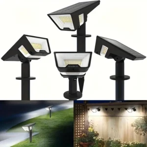 Solar Lights Outdoor - 4Pack 58LED Solar Spot Lights 4 Sided Lighting Wall Lights for Yard Porch Garden Decor Landscape Lighting