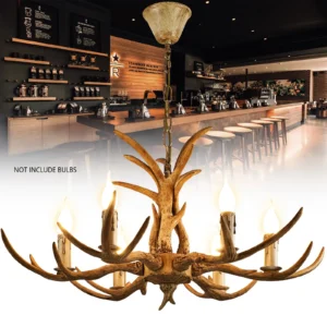 Retro Antler Chandelier Light Deer Horn Restaurant Dining Pendant Lamp