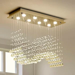 8-Lights Modern K9 Crystal Chandelier Light Fixture, Perfect Raindrop Chandelier