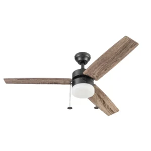 48" Oil-Rubbed Bronze Ceiling Fan with Light, 3 Blades, Pull Chains & Reverse Airflow