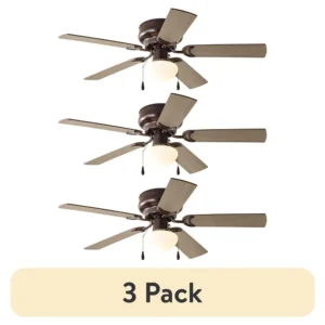 44 Inch Hugger Ceiling Fan with Light Kit 5 Reversible Blades Quiet 3 Speed Motor Indoor Use