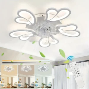 Modern Flush Mount Ceiling Fans with LED Lights and Remote, Dimmable Low Profile Ceiling Fan, Stepless Color Temperature