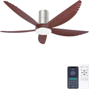 58 Inch Ceiling Fan with Lights, 5 Blades Flush Mount Ceiling Fan with Remote/APP Control