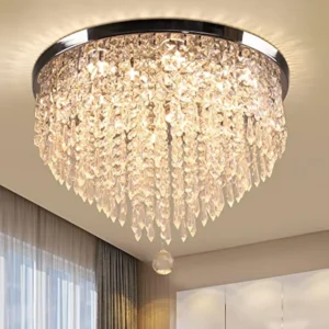 19.7 Modern Crystal Chandelier Led Flush Mount Ceiling Light Fixture Crystal Ceiling Chandeliers