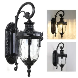 Wall Light Fixture for Home & Outdoor Use - Die-Cast Aluminum with Glass Shade, IP23 Waterproof Exterior Sconce