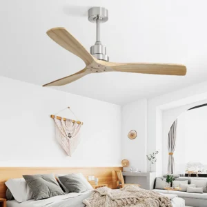 Modern 52-inch Ceiling Fan without LED Reversible DC Motor 6-speed High wind 3 Wood Blade and Remote control