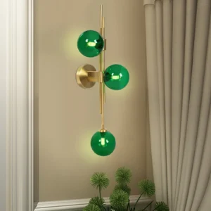 Emerald Green Wall Light with G9 LED Bulbs, Adjustable Lighting, Stylish Round Shade, and Gold Base for Home Decoration