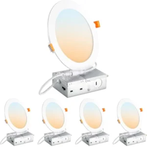 Led Recessed Ceiling Lights: 1200Lm Brightness Dimmable Canless Wafer Downlight for Living Room - 12 Pack 6 Inch 5Cct