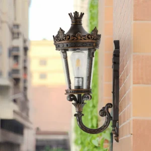 21"(H) Waterproof Outdoor Wall Lantern with Crown Top and Clear Glass, Decorative Outdoor Lighting Fixture (One Piece & No Bulb)