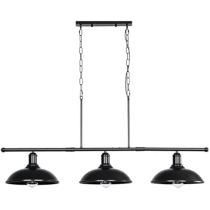 Island-Lighting Pool-Table Light-Pendant Fixture - 3 Lights Hanging 50 Inch Black Billiard Lights Industrial Kitchen