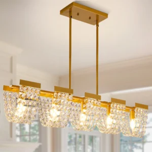 5-Light Luxury Gold Chandeliers for Living Room K9 Crystal Chandelier Fixture LED Lighting Decor