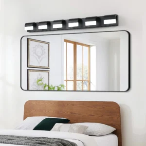 Modern Bathroom Vanity Lighting 4/5/6 Lights LED Vanity Lights Over Mirror Bath Wall Lighting-Black Finish
