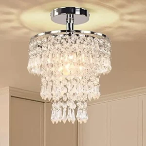 Small Crystal Chandelier Led Crystal Ceiling Lights 3 Tiers Crystal Raindrops Chandelier Pendant Lighting Fixture