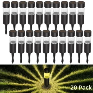 20 Pack Small Solar Pathway Lights Outdoor,Dusk To Dawn, Auto On/OFF,3000K Warm Solar Powered Outside Front Yard Lights