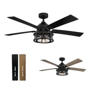52" Rustic Farmhouse Ceiling Fan with Remote Control and Reversible Airflow Black Bedroom Living Room Outdoor Quiet Operation