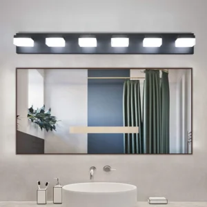 Modern 6-Light Black LED Vanity Mirror Light Fixture