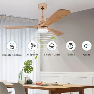 48 Inch Gold Fan Pendant light 3 Color Dimming with Variable Frequency Remote Control