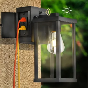Porch Light With GFCI Outlet Dusk To Dawn Outdoor Light Exterior Lighting Fixtures Wall Mount