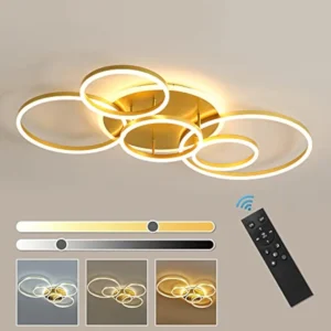 Modern Led Ceiling Light 106W Dimmable Led Acrylic Ceiling Lamp with Remote Control 6 Rings Flush Mount Ceiling Light
