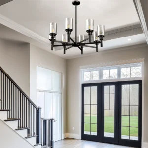 6/8-light Farmhouse Ceiling Pendant Light Matt Black Chandelier Lamp