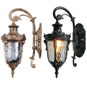 Outdoor Wall Lamp Antique Loft Wood Glass Restaurant Cafe Bar Sconces Vintage Industrial