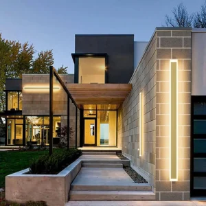 Outdoor Lights 2 Pack, Modern Outdoor Wall Light Fixture Long Strip LED Wall Sconce IP65 Anti Rust Warm Light 3000K