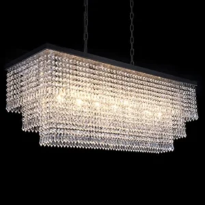 Modern Farmhouse Chandeliers Dining Room Lighting Fixture, Adjustable Rectangle Hanging Ceiling light