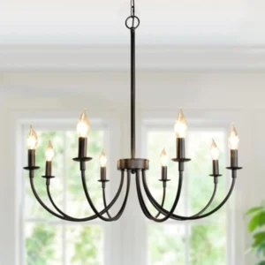 8-Light Black Chandeliers for Dining Room, Dining Room Light Fixtures, Farmhouse Candle Chandeliers