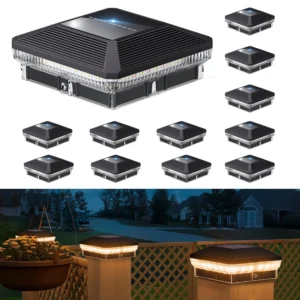 6 Pack 4x4 Solar Post Lights Outdoor, 40 LEDs 30 Lumens Fence Post Solar Lights Outdoor with 3 Modes