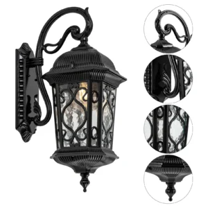 Retro Floral Wall Light, Waterproof IP54, E26 Bulb Compatible, Stylish Die-cast Aluminum and Glass Sconce for Outdoor