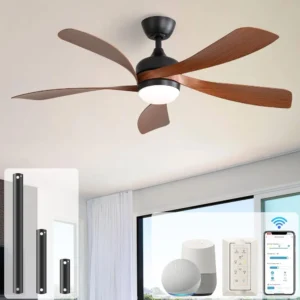 Smart Ceiling Fan, Indoor/Outdoor Ceiling Fans with Lights and Remote, Compatible with Alexa/Google/App