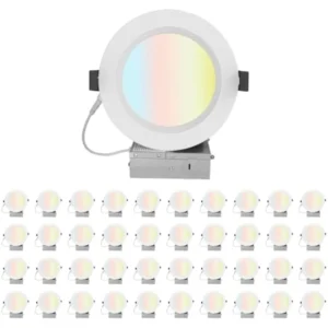 40-Pack, 4-Inch LED Recessed Ceiling Light with Junction Box - 9W, 580LM, 5CCT Dimmable Downlight 2700K/3000K/3500K/4000K/5000K