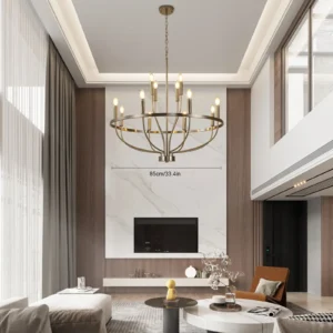 Farmhouse Industrial Chandelier Dining Rooms Round Pendant Light Fixture Decor