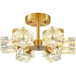 Crystal Chandeliers - 6 Lights Modern Gold Ceiling Light for Bedroom, Kitchen, Hallway, Bathroom, Entryway, Dining Room
