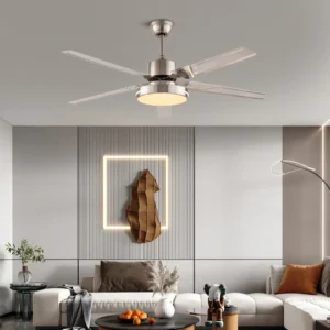 LED Ceiling Fan with Low Noise, Pure Copper Motor, 161.46ft² Lighting Coverage, Modern Silver Design, Energy-Saving