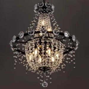 Black crystal chandelier, 9 lights gothic chandeliers, modern french empire chandelier for bedroom, modern high ceiling light