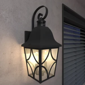 Outdoor Wall Light Fixtures, Waterproof Exterior Wall Sconce Porch Lights, Matte Black Outdoor Wall Lantern with Clear(1 pack)
