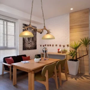 Rustic Cabin Deer Antler Chandelier 2-Light Hunter Lamp Fixture Ceiling Lamp