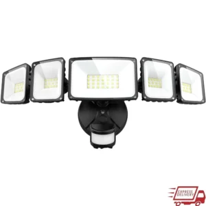 5 Heads 55W LED Security Lights Outdoor Motion Sensor 360° Wide Angle Flood Light 5000LM IP65 Waterproof Energy Saving