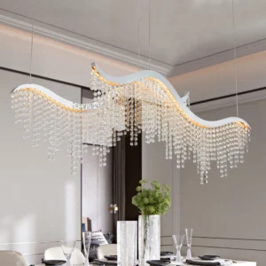 36.2-inch Modern Wave Led Crystal Chandelier - Adjustable Color Temperature 3000K/4000K/6000K - Adjustable Height - Elegant Chandelier