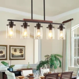 5-Light Dining Room Light Fixtures Over Table Kitchen Island Lighting Black Farmhouse Chandeliers for Dining Room