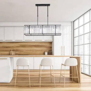 Stylish Crystal Chandelier – 4 Bulb Holders, Rust-Resistant Iron Frame, Modern Look