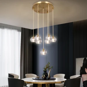 Modern Pendant Light Crystal Ball Cluster Led Chandelier Hanging Ceiling Lamp