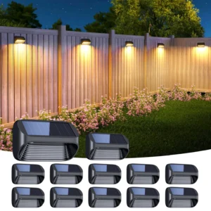 6/12 Pack Fence Lights Solar Powered, Auto On/Off, Solar Deck Lights
