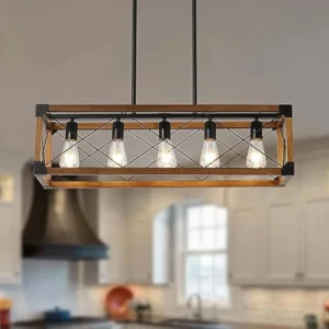 Dining Room Light Fixture, Farmhouse Chandelier, Kitchen Island Lighting, Rustic 5 Light Pendant Chandeliers